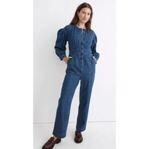 Madewell‎ Denim Straight Leg Jumpsuit Women's 12 Blue